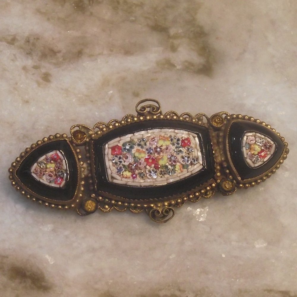 Micro Mosaic pin black fancy